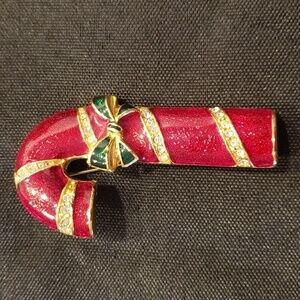 Charter Club enamel candy cane brooch